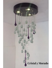 Candil Espiral Mediano Cristal y Morado